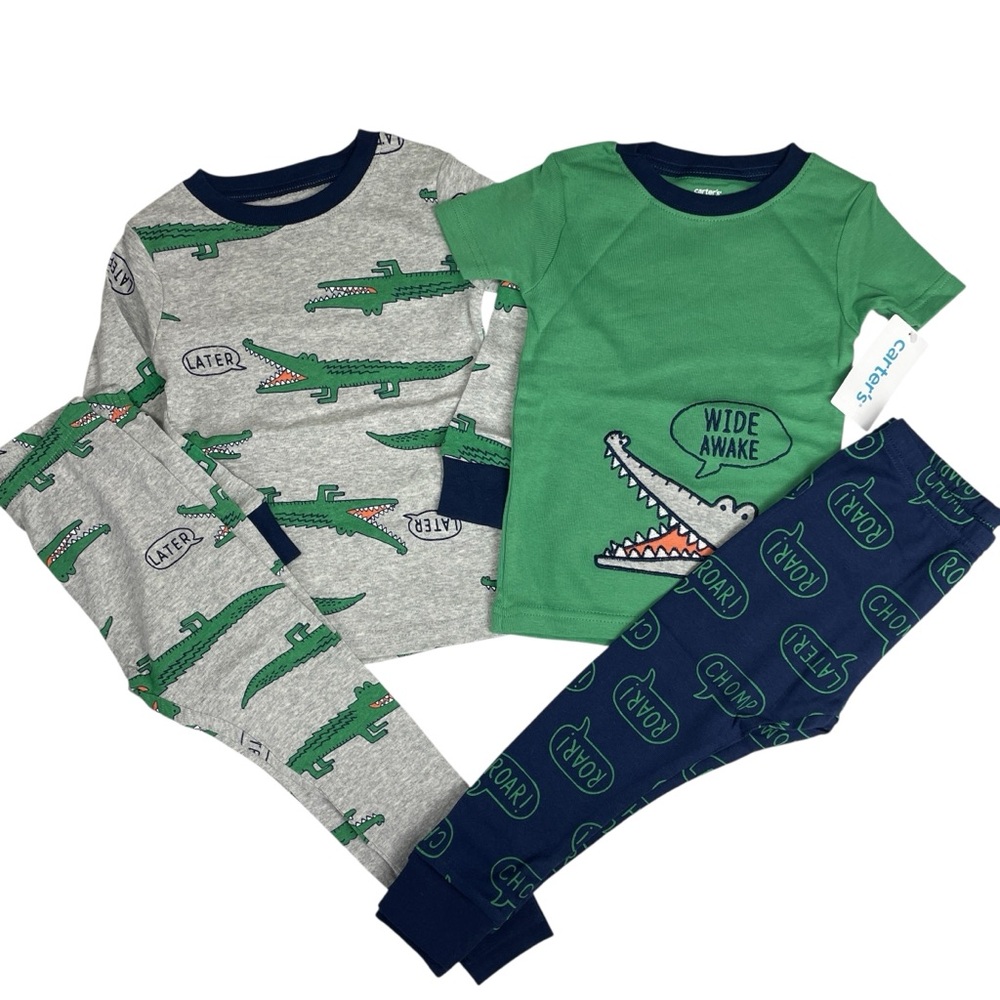 Carter's Kids 4 Piece Alligator Pajama Set Size 24M NWT